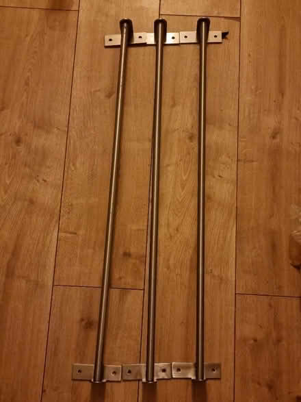 Photo of free 3 x Metal Rod Poles with bag of S hooks (Bengeo SG14) #2