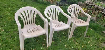 Photo of free Three well used plastic chairs (Twyford RG10) #1