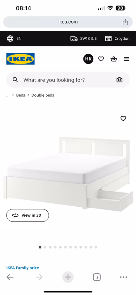 Photo of free King sized IKEA bed frame with 4 storage boxes (Wandsworth Common SW18) #1