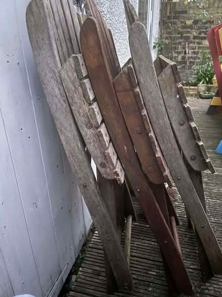 Photo of free Wooden garden chairs x 4 (West Ham E15) #2