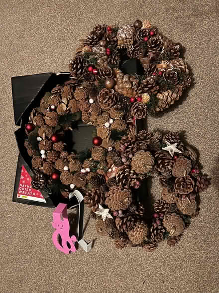 Photo of free 3 Christmas wreaths & door hooks (Rowsley DE4) #1
