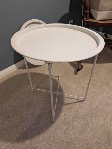 Photo of free 2x round white metal side tables (Maidstone ME15) #2