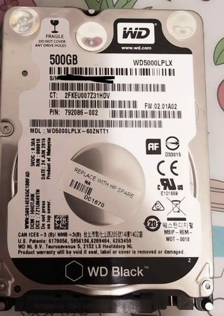 Photo of free 500GB WD Black SATA HDD small (Aldershot, GU12) #1