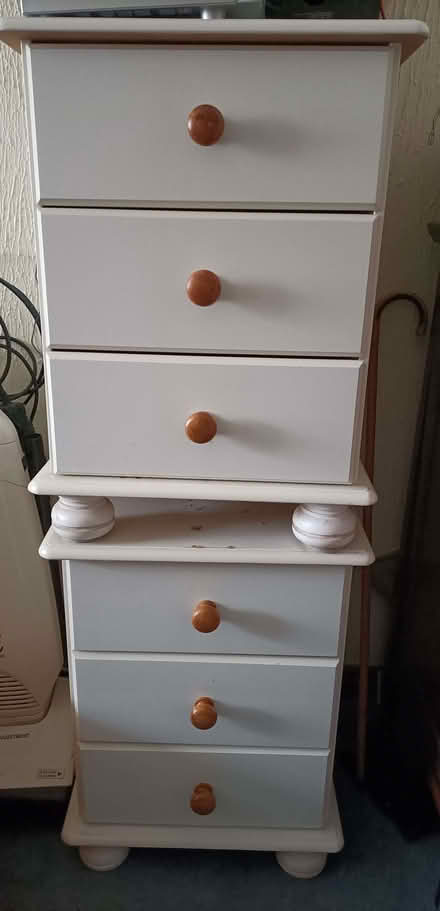 Photo of free 2 White wooden bedside cabinets (Stinchcombe GL11) #1