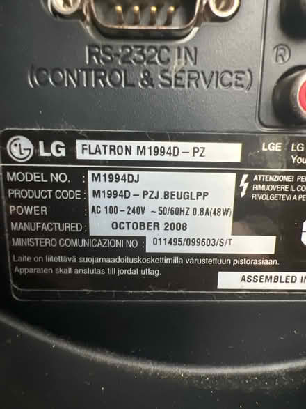 Photo of free LG Flatron TV PC monitor screen (Oakwood DE21) #2