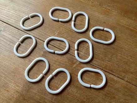 Photo of free x 10 White Plastic Shower Curtain Rings (Abingdon OX14) #1