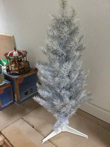 Photo of free Silver Xmas tree 2 ft tall in box (Llandudno) #1