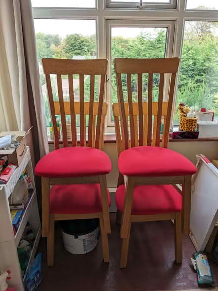 Photo of free Solid oak dining chairs - set of 4 (Carshalton SM5) #2