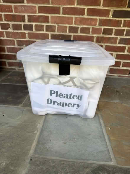 Photo of free Tub full of pleated drapery fabric (Kensington) #1