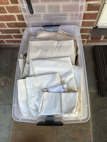 Photo of free Tub full of pleated drapery fabric (Kensington) #2