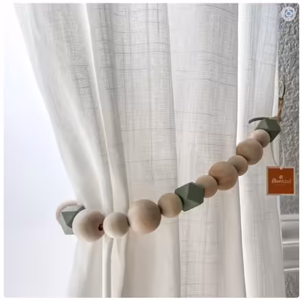 Photo of free Boho Curtain Tie Backs with Accent Beads - Green (2 Pairs) (Bedwell SG1) #1