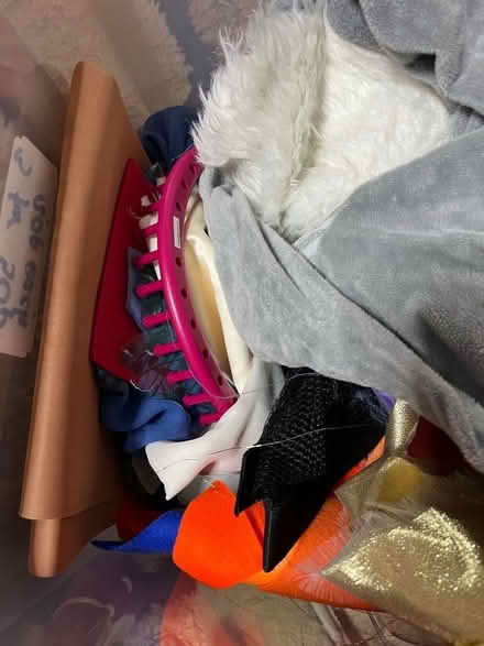Photo of free Box full of fabric squares, wool, knitting needles etc (Hailsham BN27) #3