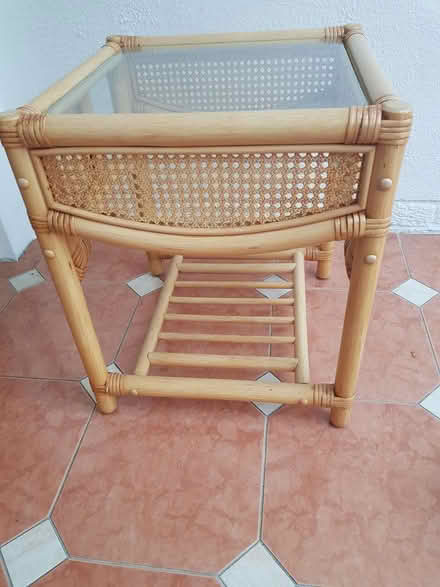 Photo of free Glass Topped Wooden Table (Dun Laoghaire/glenageary) #1