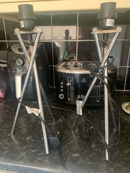 Photo of free 2 x small silver lamp stands (Carrick Knowe EH12) #1