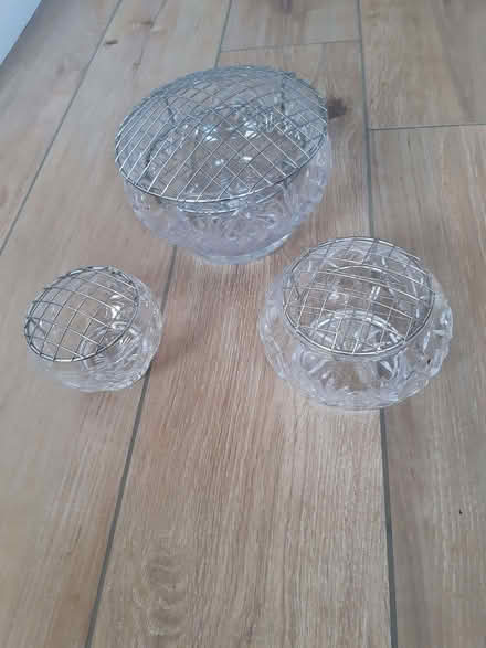 Photo of free 3 Cut Glass Rose/Flower Bowls (Aston Clinton HP22) #1
