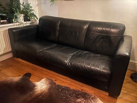 Photo of free Black 3 seater leather sofa s12 (Gleedless (S12)) #4