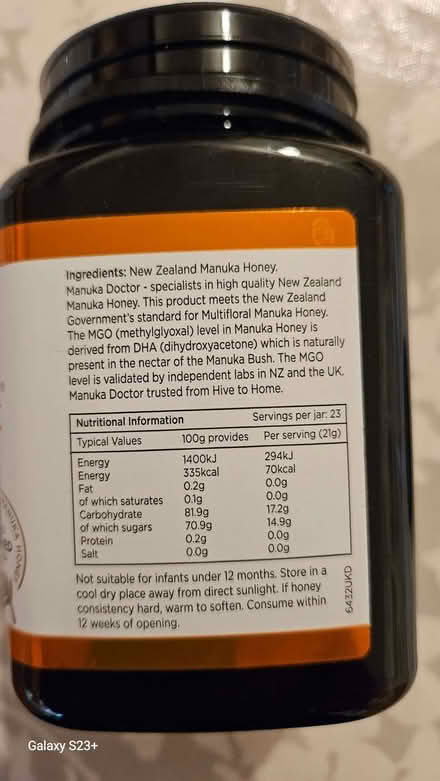 Photo of free Manuka Honey 70 MGO - 500 g Unopened (Knightsfield AL8) #2