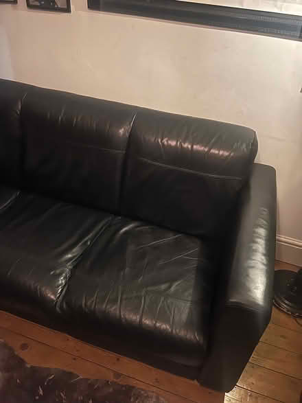 Photo of free Black 3 seater leather sofa s12 (Gleedless (S12)) #2
