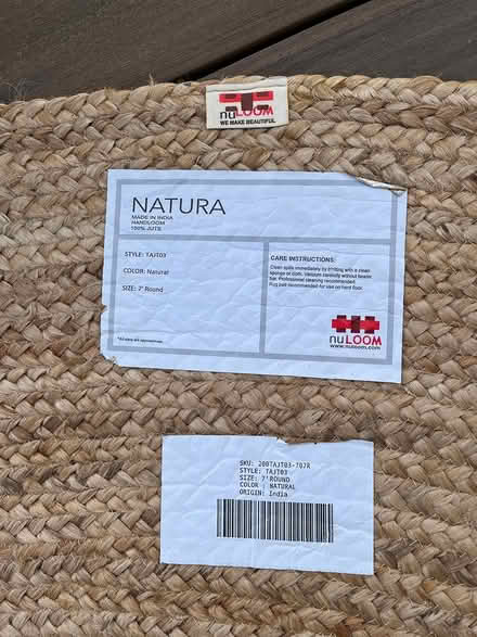 Photo of free 7' round Jute Rug (Wallingford) #2