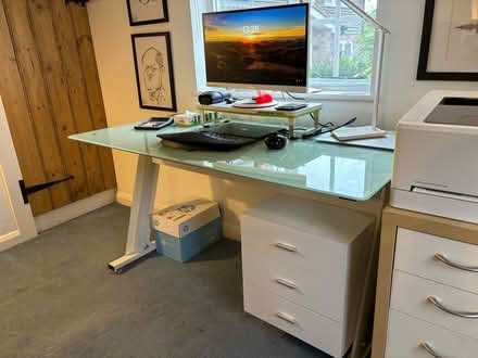 Photo of free Glass top desk and side pedestal (Marsworth HP23) #2