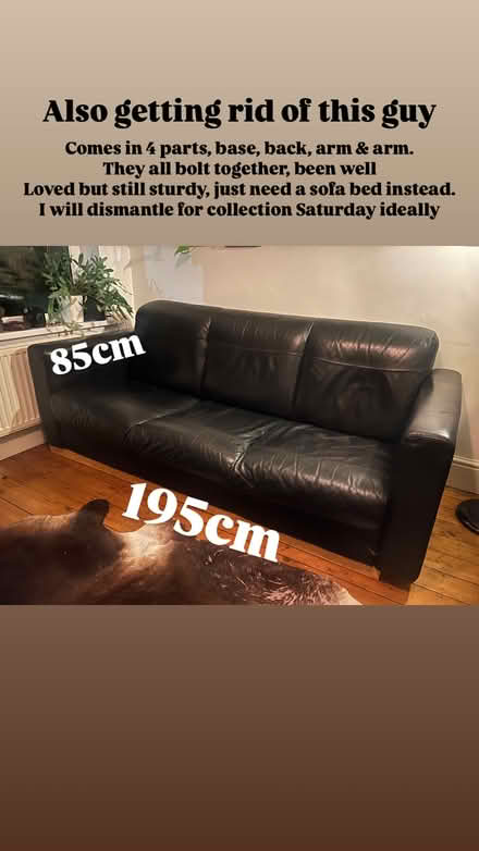 Photo of free Black 3 seater leather sofa s12 (Gleedless (S12)) #3