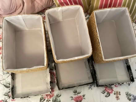 Photo of free Three Raffia baskets with fabric lids (Mile Oak BN41) #2