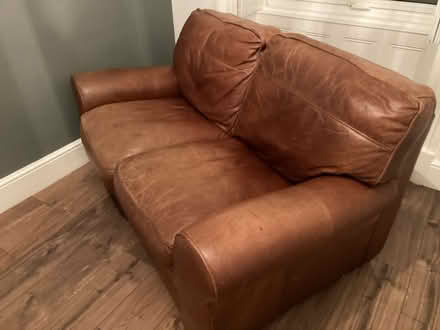 Photo of free Two seater leather settee (OL14) #2