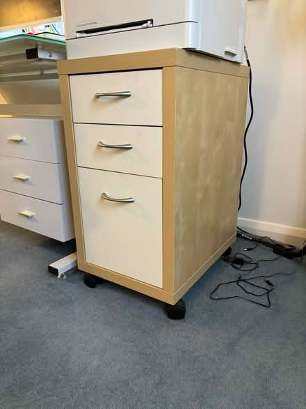 Photo of free Glass top desk and side pedestal (Marsworth HP23) #4