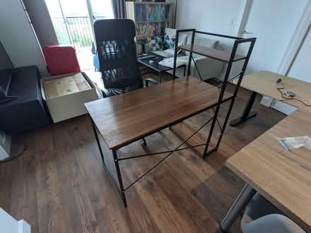 Photo of free Wood and Metal Desk with Shelves (RG30 2PG) #4