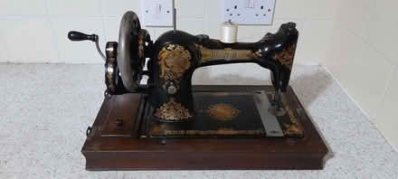 Photo of free Vintage Jones hand-crank sewing machine in bentwood case (Sunbury-on-Thames KT12) #1