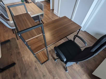 Photo of free Wood and Metal Desk with Shelves (RG30 2PG) #2