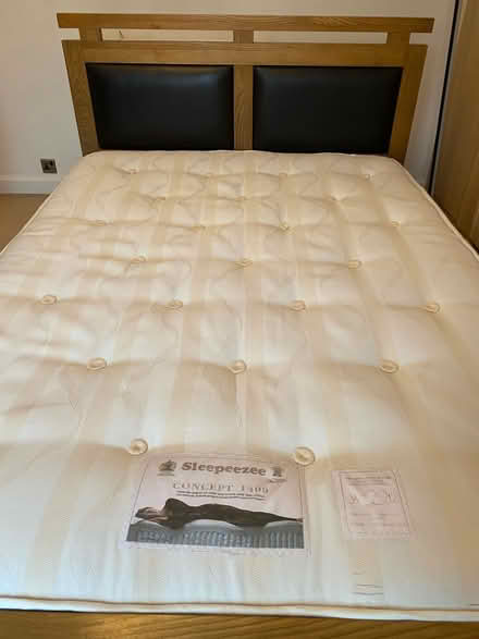 Photo of free Solid Walnut bed frame and mattress (Burbage, Le10 2dq) #1