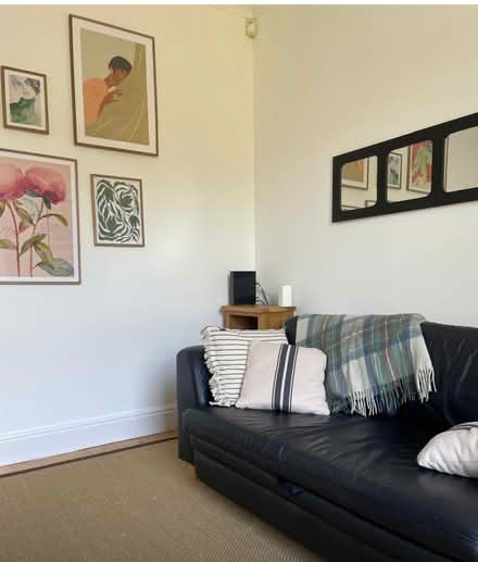 Photo of free Black leather sofabed (Moorhead BD18) #1