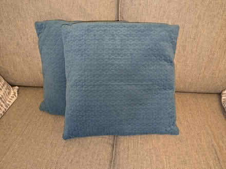 Photo of free 2x blue geometric cushions (Harringay N4) #1