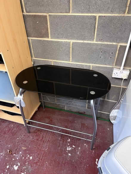Photo of free 2 seater glass table with chairs (Drighlington (nr morley) BD11) #1
