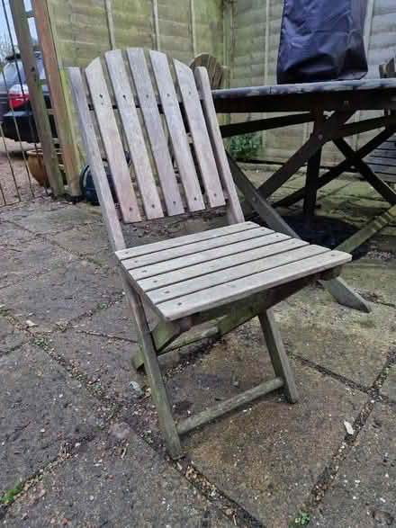 Photo of free Large hardwood outdoor dining table and chairs (Epping Green CM16) #3