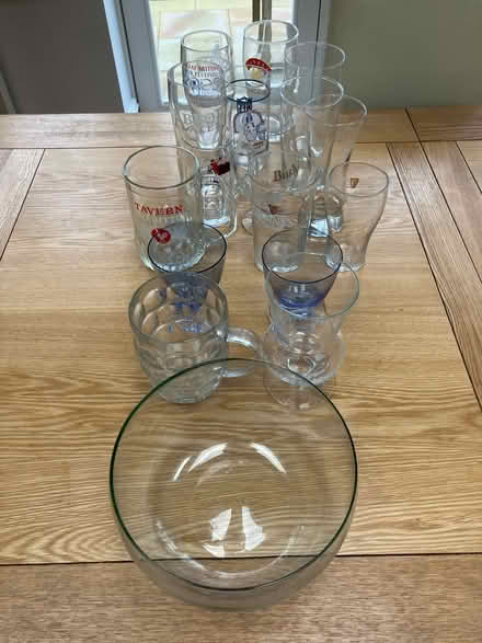 Photo of free 16 assorted beer and other glasses (Wimbledon) #1
