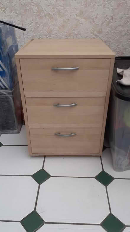 Photo of free Three drawer bedside cabinet (Kempston MK42) #1