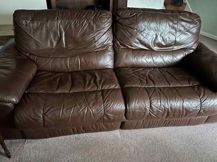 Photo of free Leather 3 seat reclining sofa (Sudbury CO10 1LX) #1