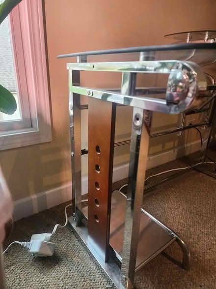 Photo of free Art Deco Desk, glass, chrome, wood (23515 n Spring Drive 60010) #4