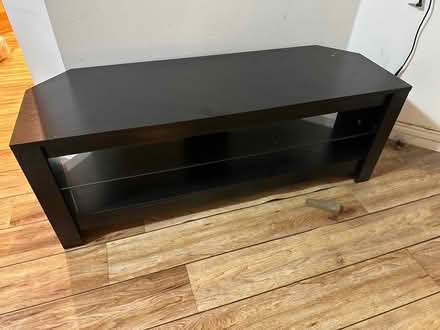 Photo of free TV stand - black with glass shelf (Poplar E14) #1