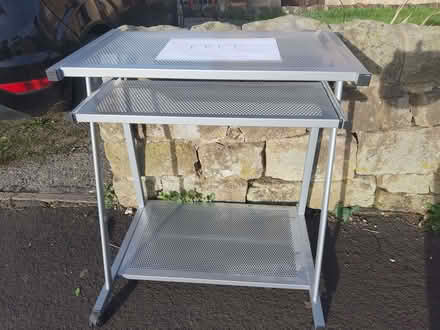 Photo of free Wheeled metal computer workstation/desk (Bakewell DE45) #1