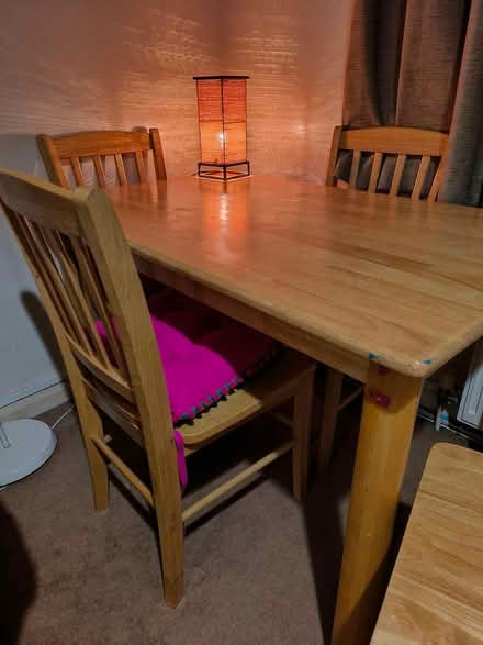 Photo of free Pine dining table and four chairs (Walton on Thames) #1