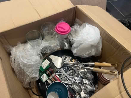 Photo of free Box of mugs pint glasses cutleryetc (Leeds LS14) #1