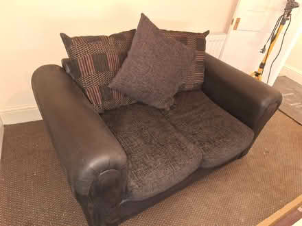 Photo of free 2 seater sofa, faux leather and velor type cushions (New Bilton CV21) #3