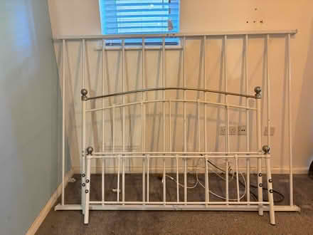 Photo of free White metal double bed frame (Winchester, SO22) #1