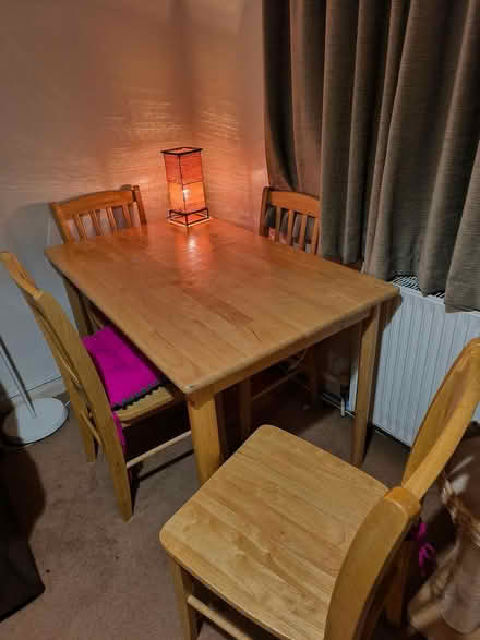 Photo of free Pine dining table and four chairs (Walton on Thames) #2