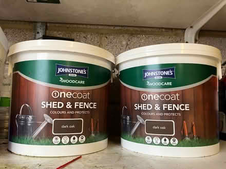 Photo of free 2 x 5 litres Johnstones Shed & Fence paint (Headway Cross TQ14) #1