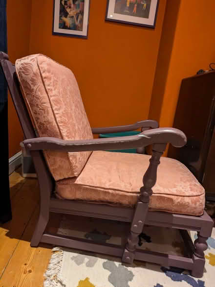 Photo of free Wooden chair with pink cushions (Heeley Green S2) #1
