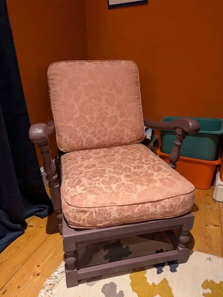 Photo of free Wooden chair with pink cushions (Heeley Green S2) #2